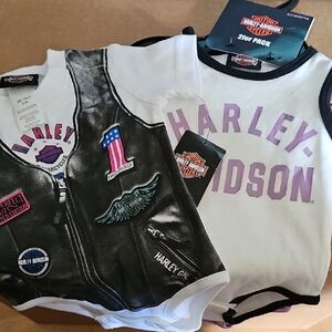 Harley-Davidson Graphic Baby Onesie Set - Black, White, Purple